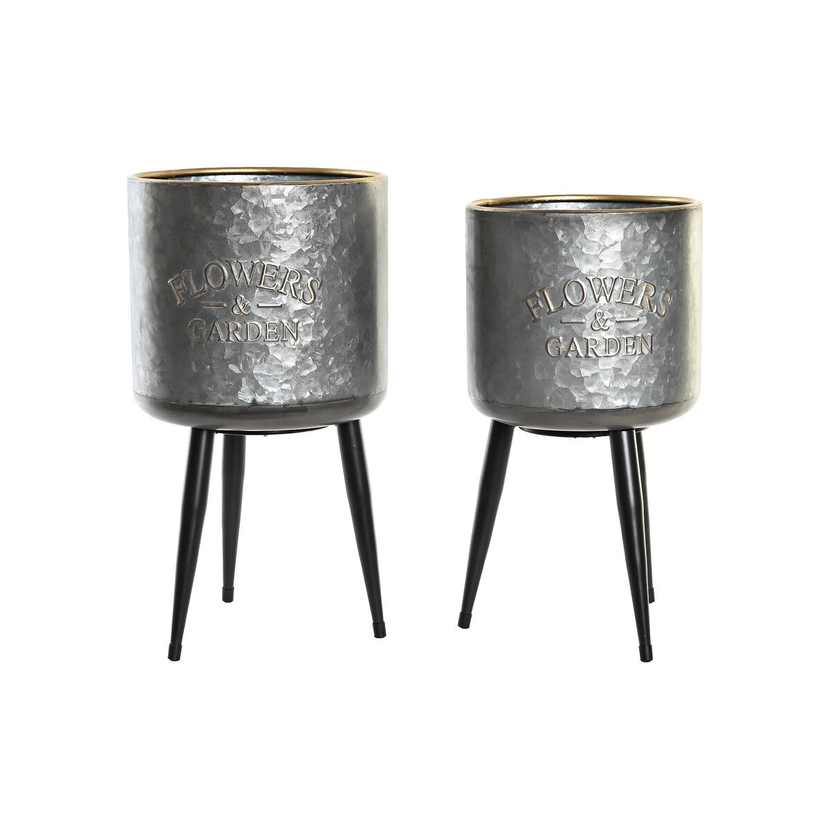 Krukset DKD Home Decor Svart Grå Metallic Metall Loft 25 x 25 x 46 cm
