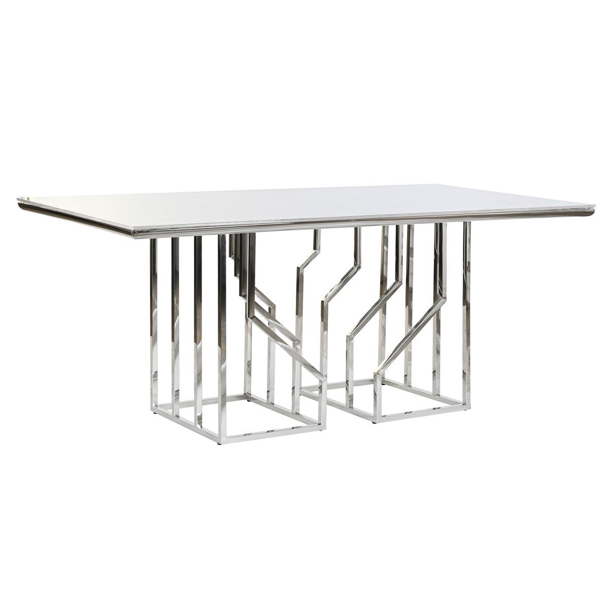 Matsalsbord DKD Home Decor Silvrig Glas Stål (180 x 90 x 75 cm)
