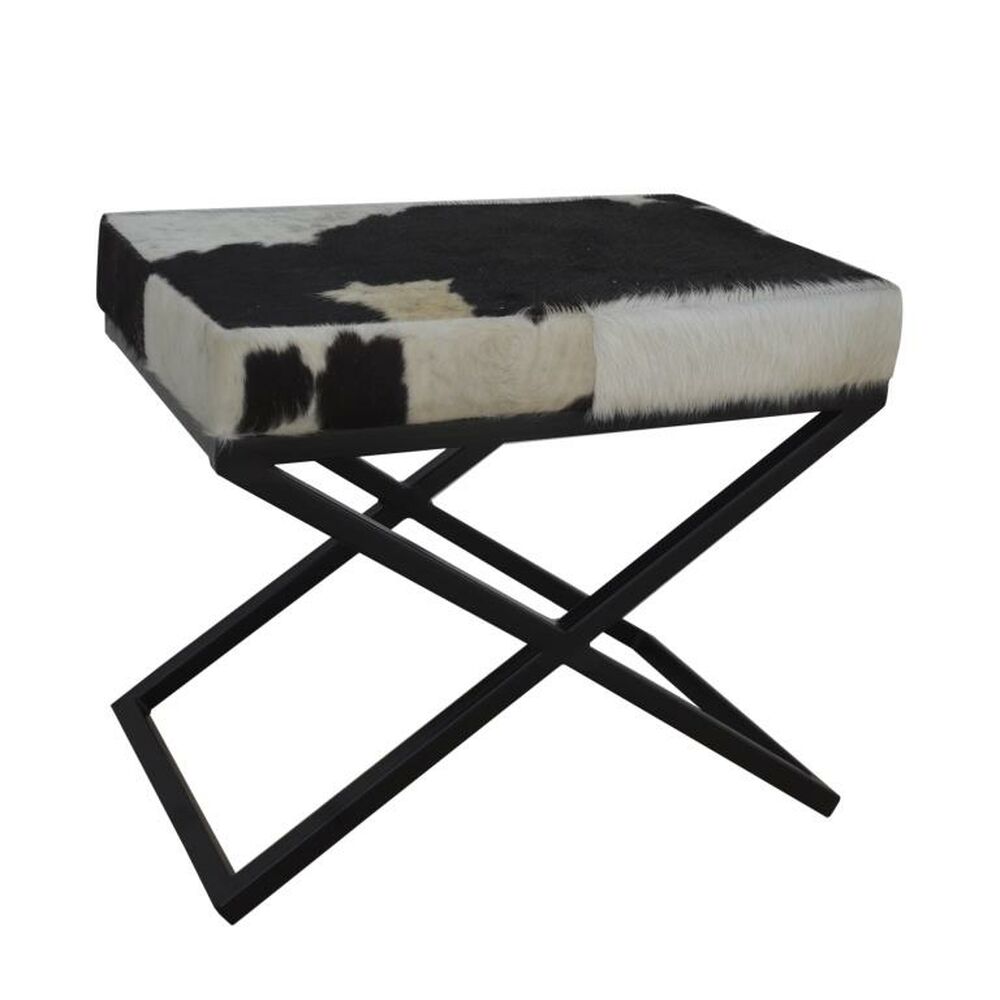 Foot-of-bed Bench DKD Home Decor Vit Svart Ko Metall 60 x 40 x 50 cm