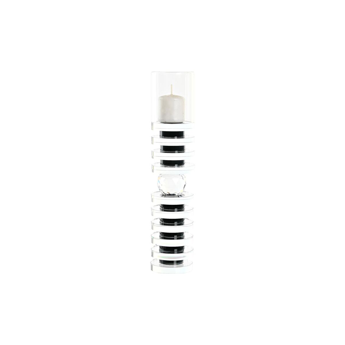 Ljusstakar DKD Home Decor 6 x 6 x 28 cm Glas Svart Transparent