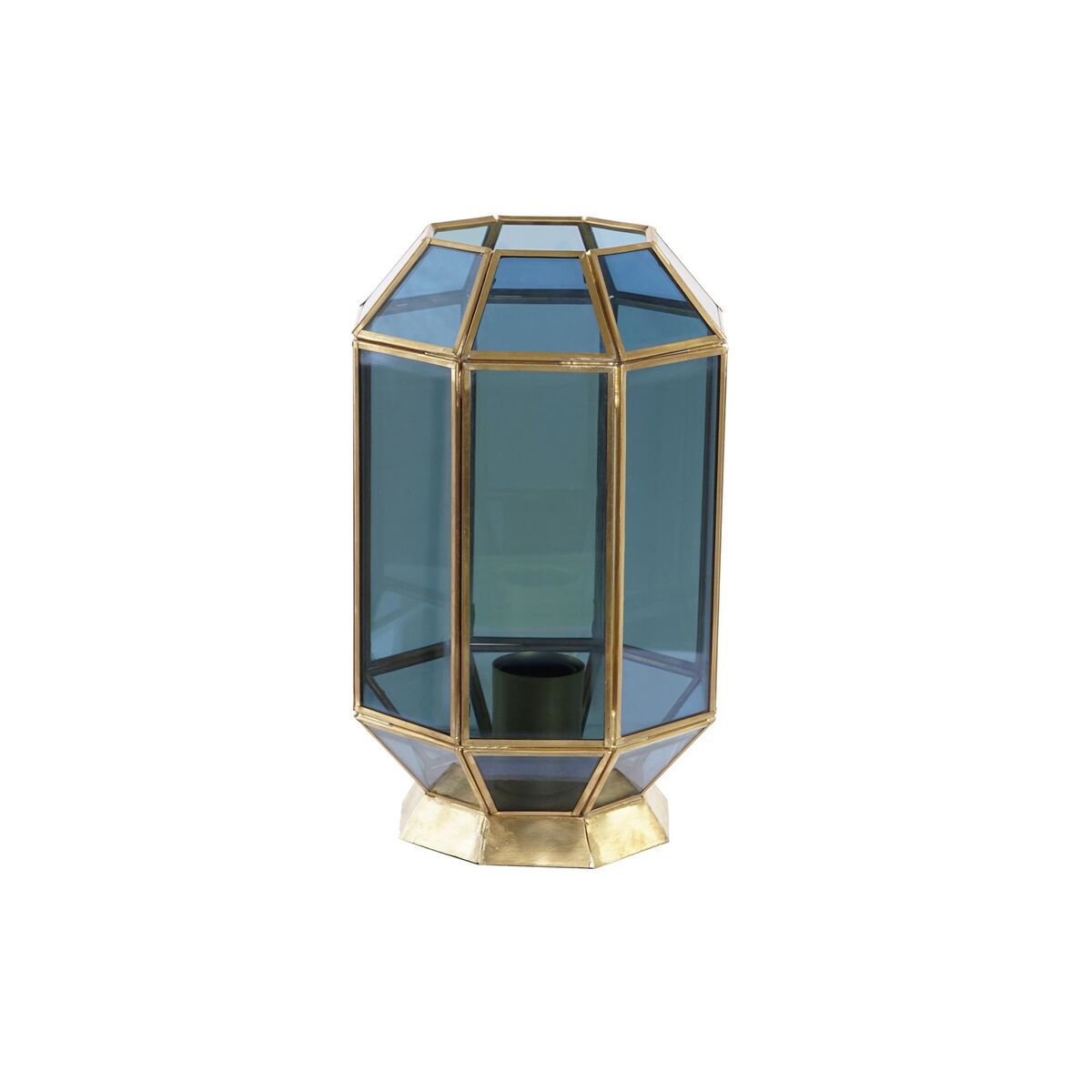 Bordslampa DKD Home Decor Glas Blå Gyllene 220 V Mässing 50 W Modern (18 x 19 x 29 cm)