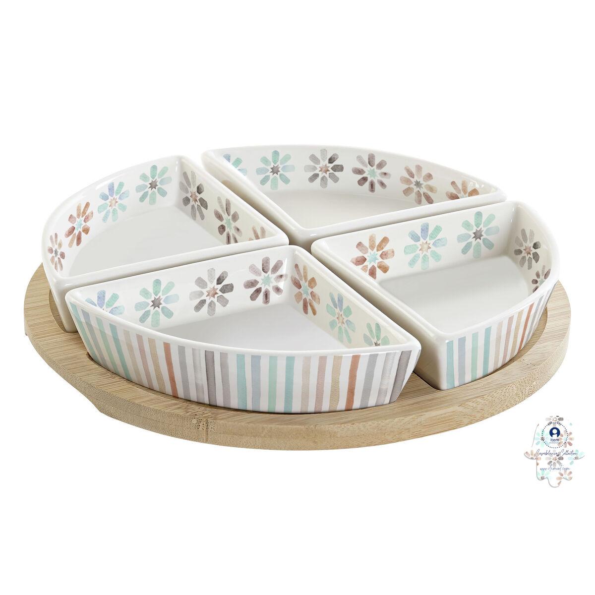 Snacksbricka DKD Home Decor 21,5 x 21,5 x 1 cm Multicolour Stengods