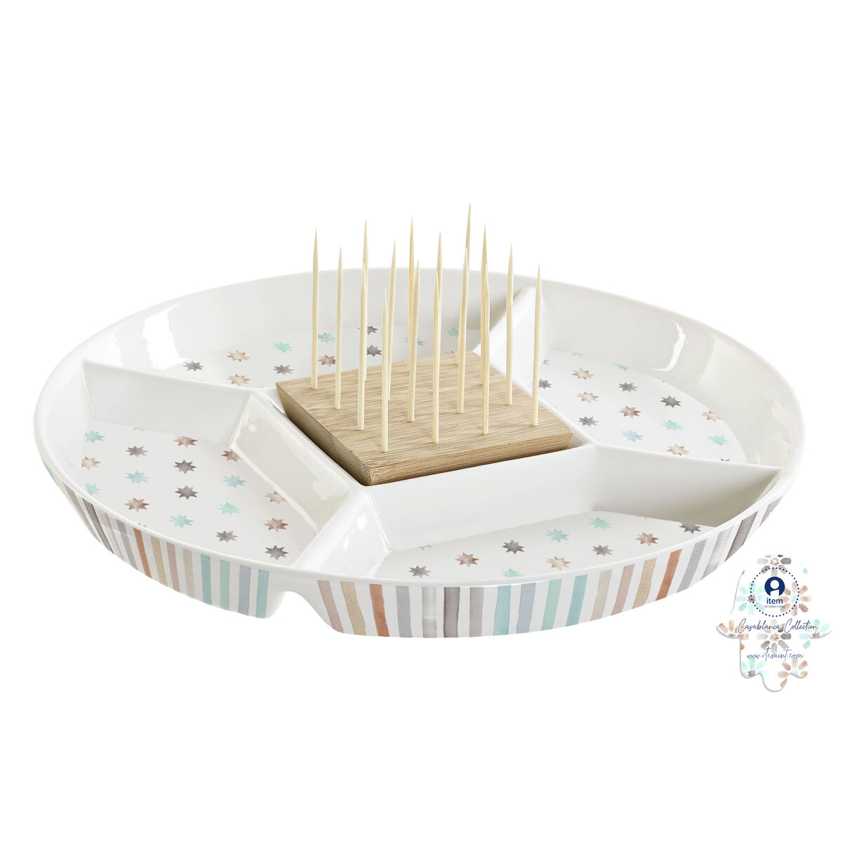 Snacksbricka DKD Home Decor 23,5 x 23,5 x 3 cm Multicolour Stengods