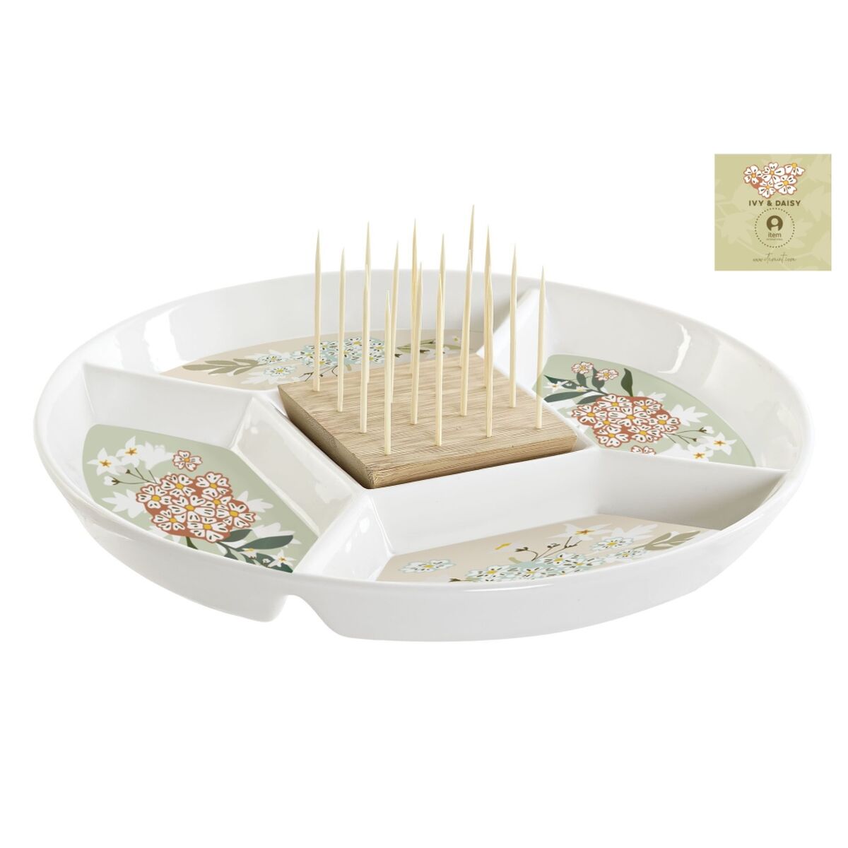 Snacksbricka DKD Home Decor 23,5 x 23,5 x 3 cm Grön Stengods