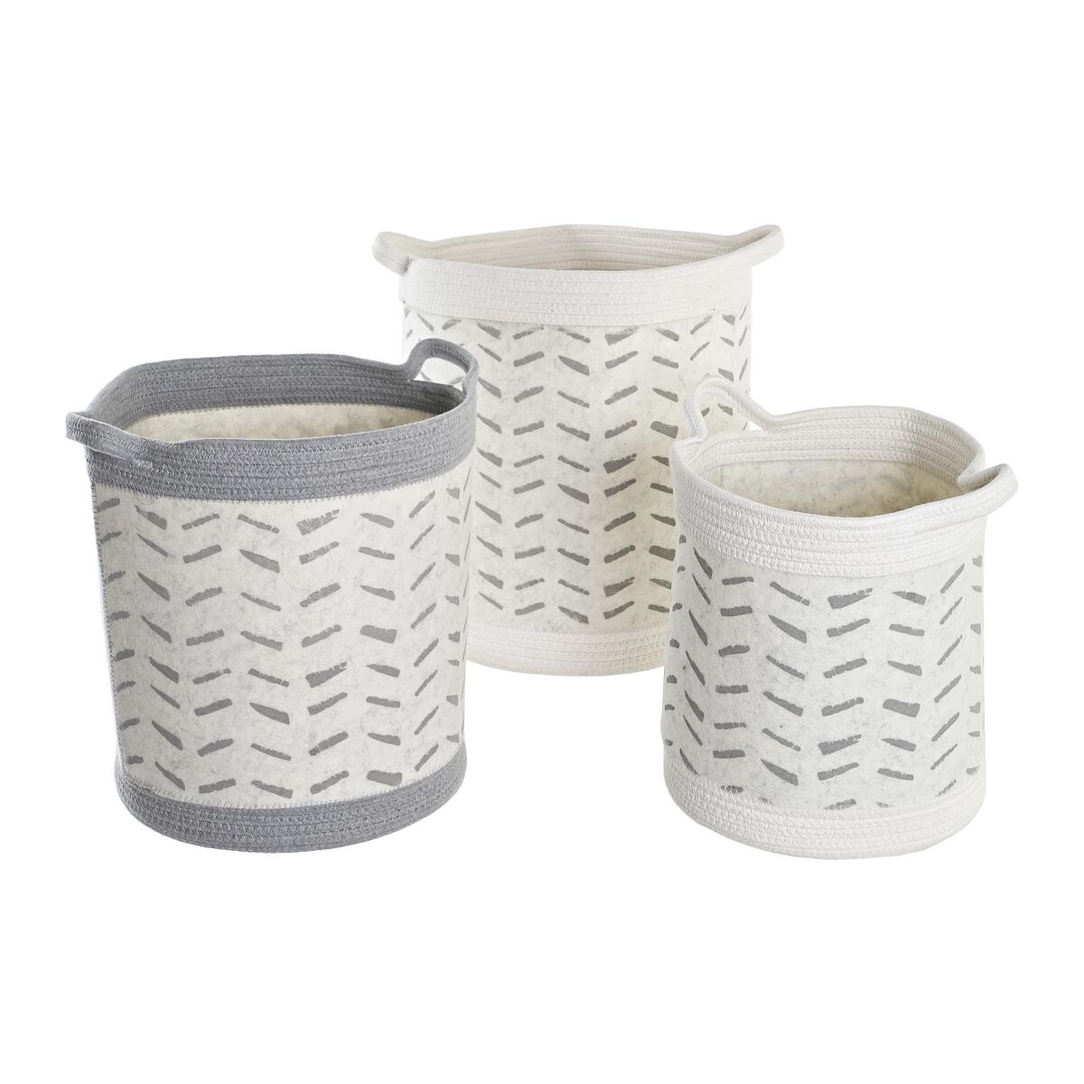 Korg - set DKD Home Decor Grå Bomull (3 Delar) (35 x 35 x 40 cm)