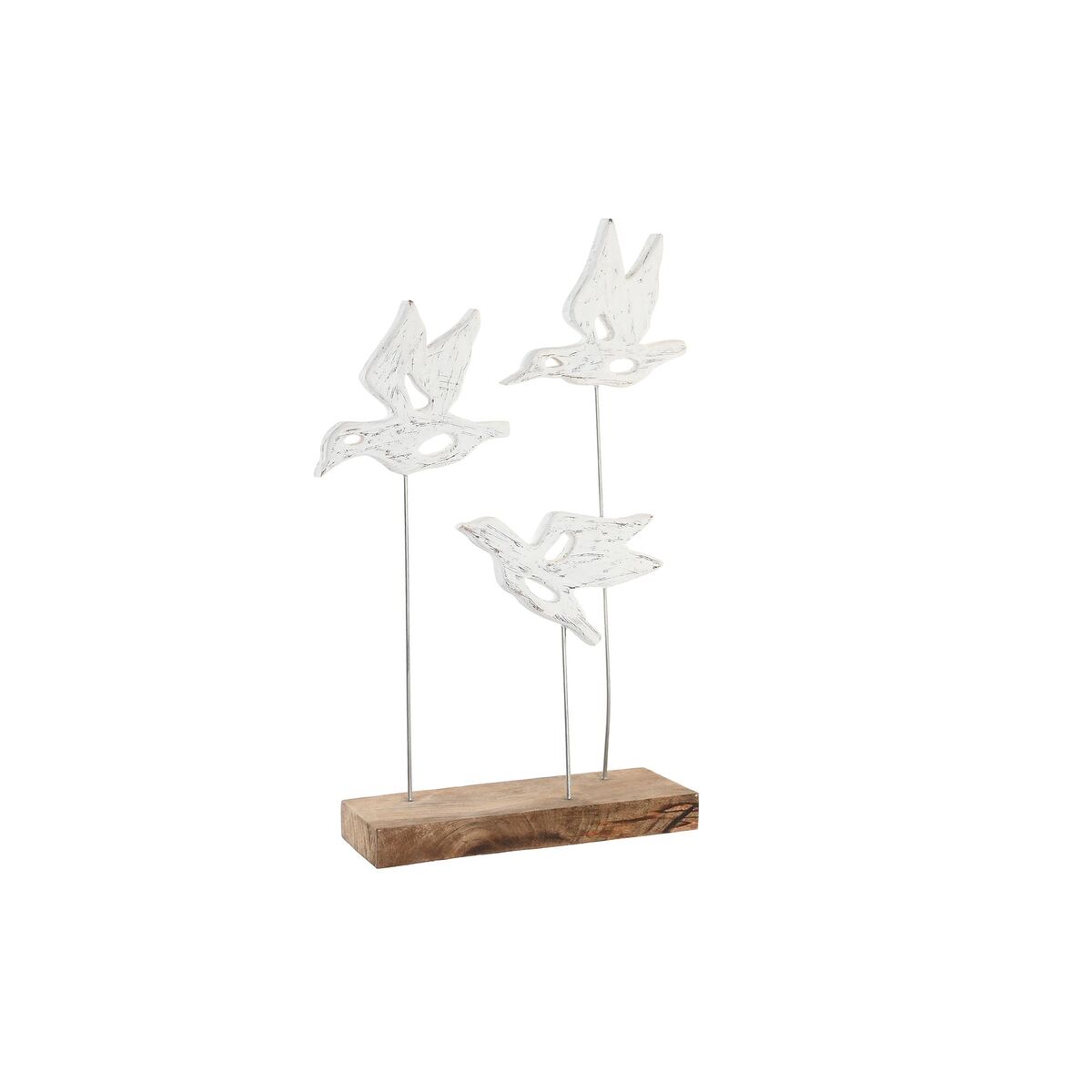 Prydnadsfigur DKD Home Decor Brun Vit Järn Mangoträ Fåglar (32 x 10 x 51 cm)