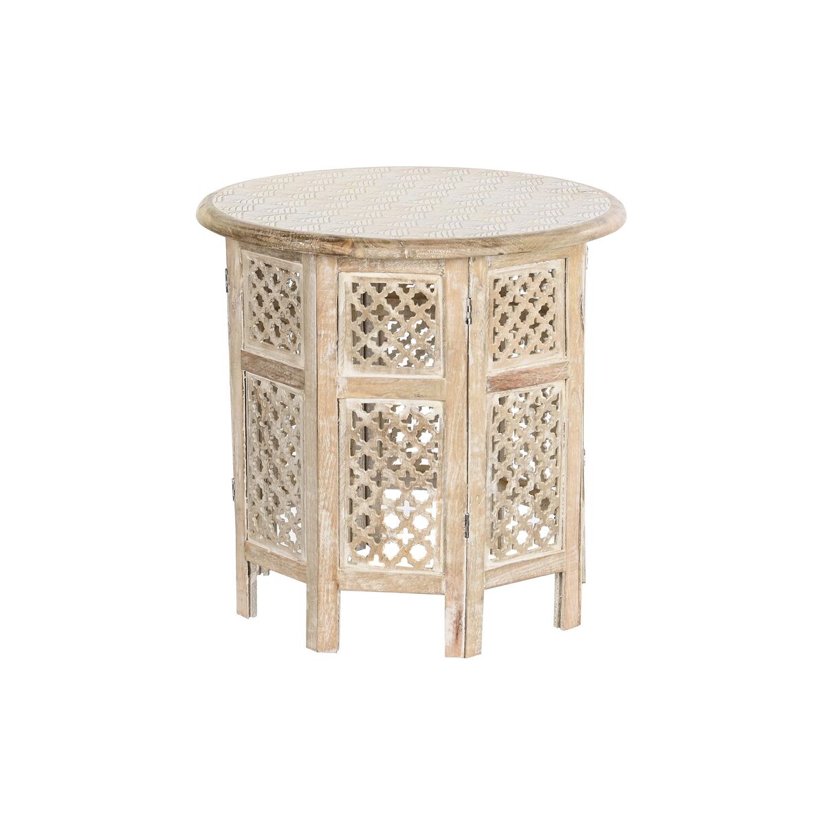Sidobord DKD Home Decor Vit Brun Mangoträ 53 x 53 x 53 cm