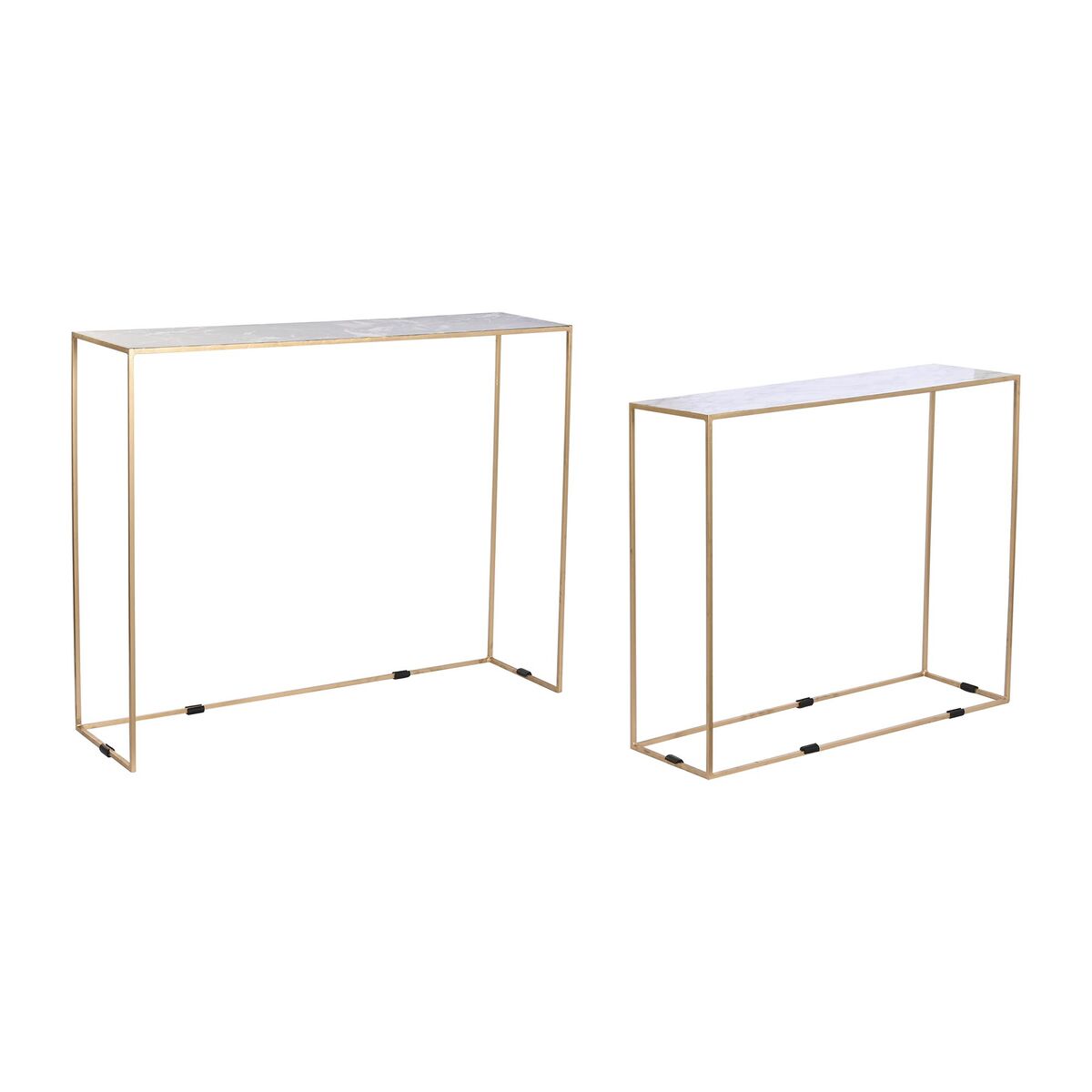 2-bordsset DKD Home Decor Vit Svart Gyllene 100 x 28 x 80 cm