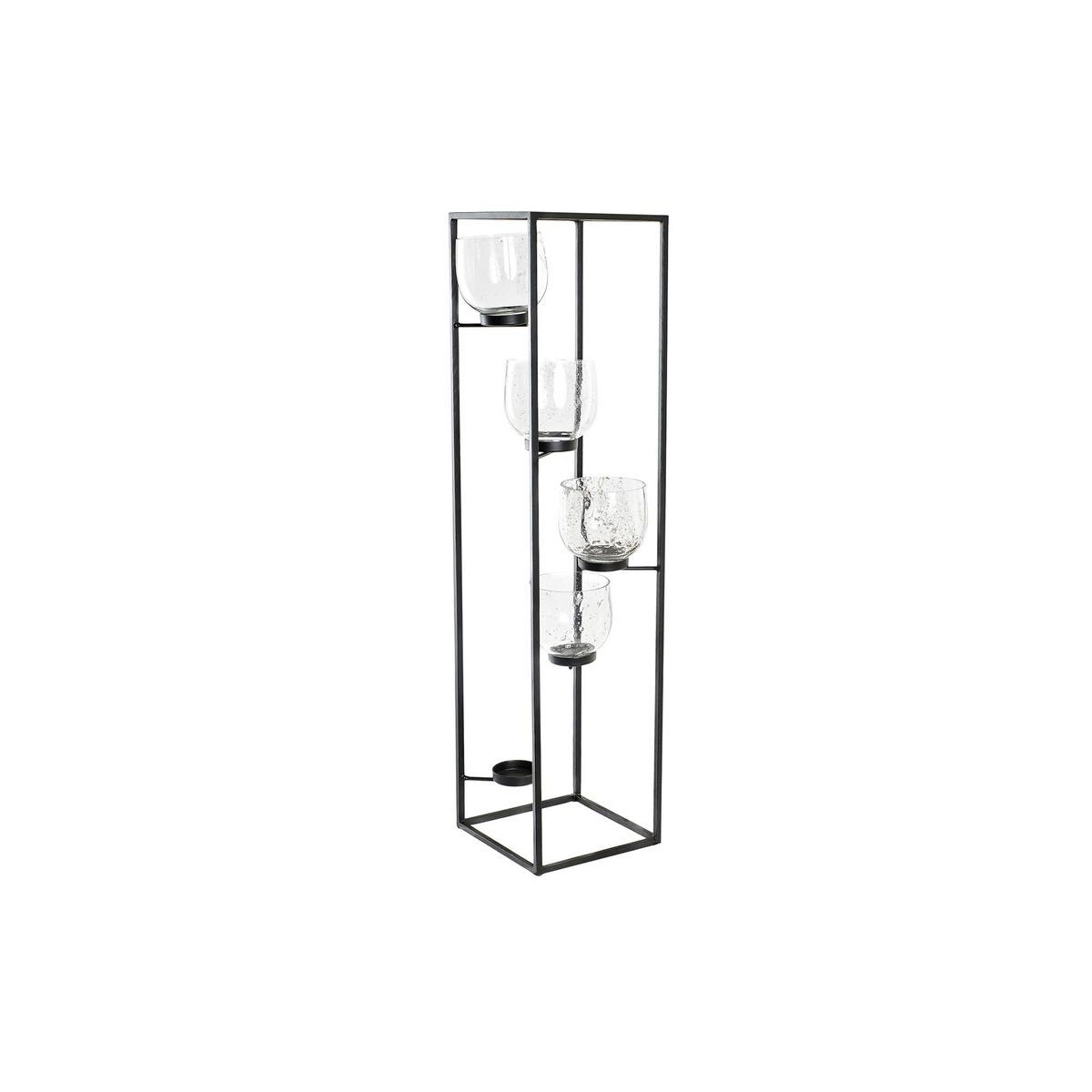 Ljusstakar DKD Home Decor Glas Svart Transparent 18 x 18 x 76 cm Järn