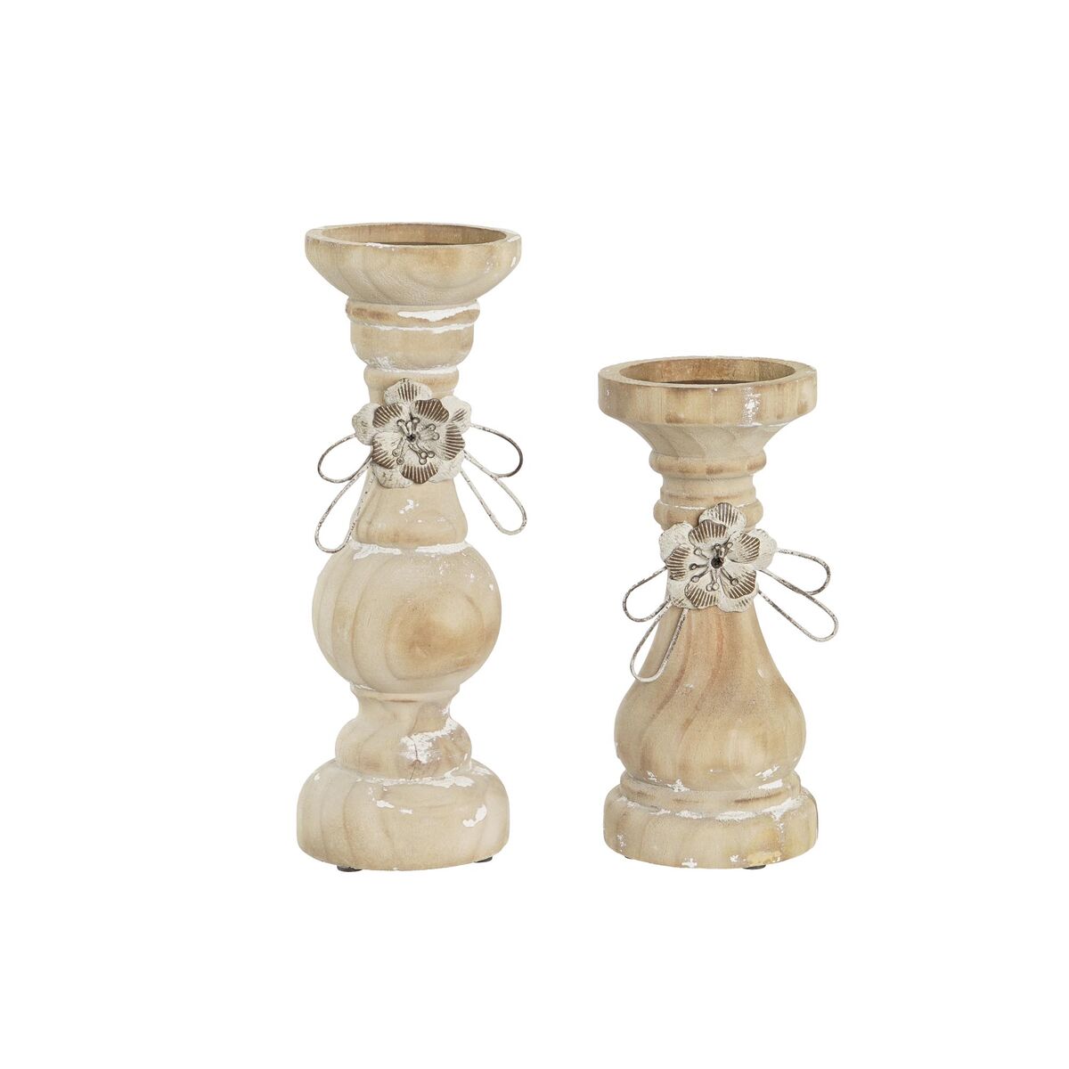 Ljusstakar DKD Home Decor Trä (9,5 x 9,5 x 28 cm) (2 Delar)