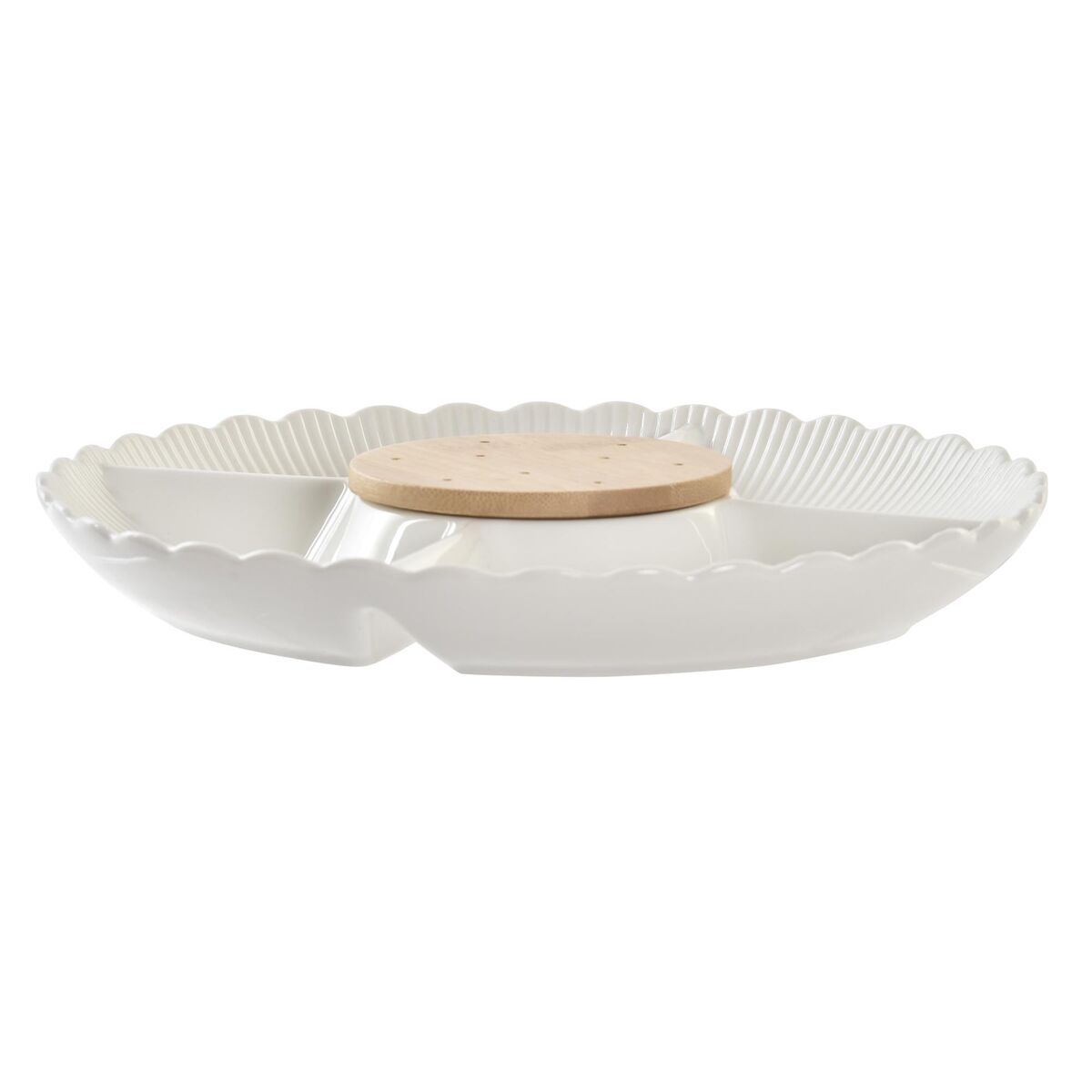 Snacksbricka DKD Home Decor 25,5 x 25,5 x 3 cm Naturell Porslin Vit