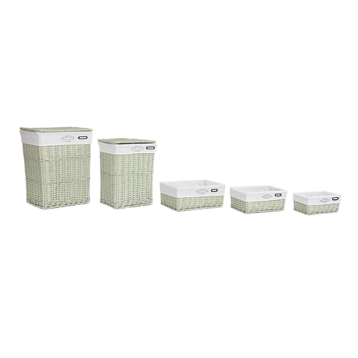 Multifunktionell korg DKD Home Decor Grön vide 44 x 34 x 56 cm 5 Delar