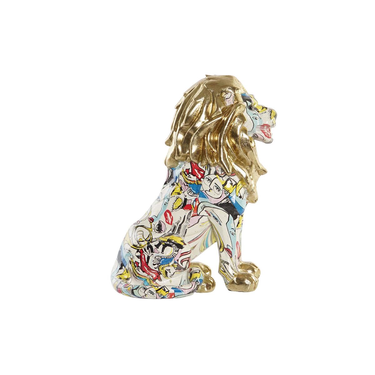 Prydnadsfigur DKD Home Decor Gyllene Lejonet Harts Multicolour Modern (21 x 14,5 x 27 cm) (15 x 21 x 27 cm)