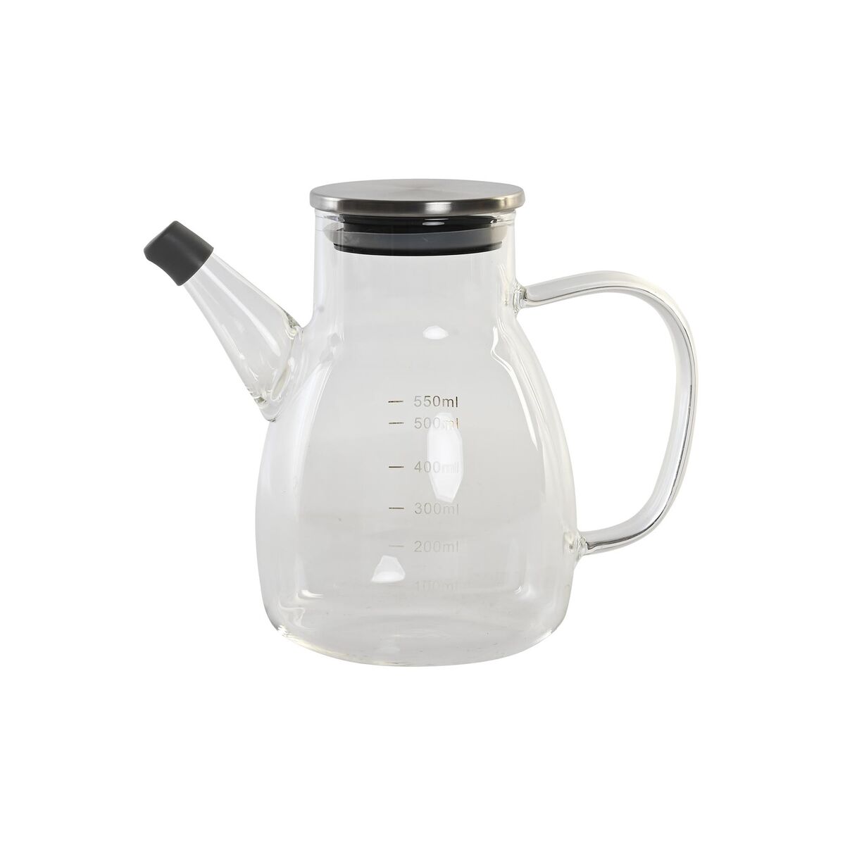 Oljeflaska DKD Home Decor 17 x 10 x 15,5 cm Silvrig Rostfritt stål 550 ml Borosilikatglas