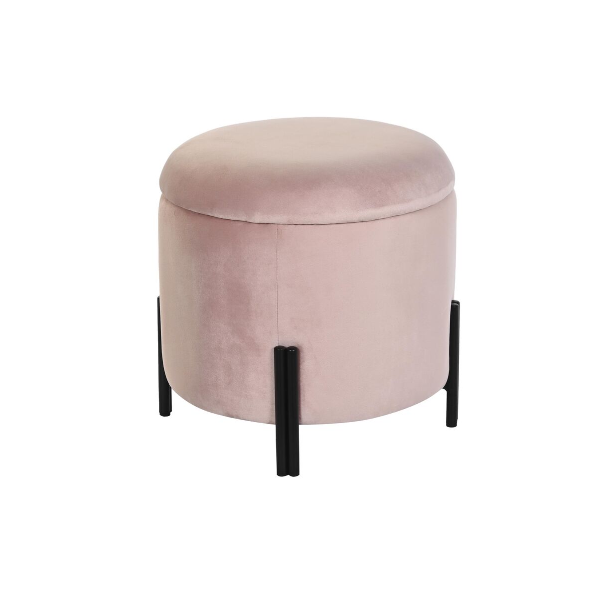 Fotpall DKD Home Decor Svart Rosa Metall Sammet 42 x 42 x 42 cm