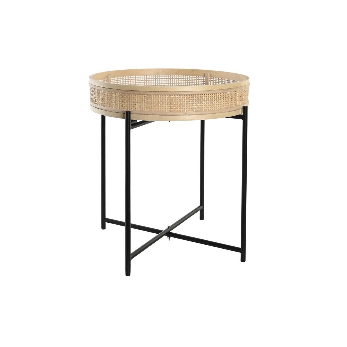 Kruka DKD Home Decor Naturell Svart Metall Rattan Skandinavisk (43 x 43 x 46 cm)