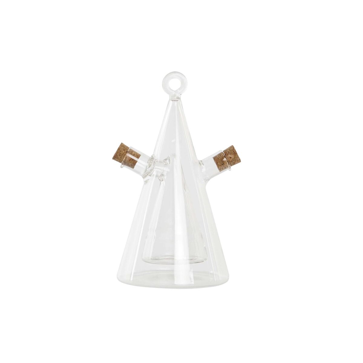 Set med olja och vinäger DKD Home Decor 10,5 x 9 x 18 cm Transparent Kork 300 ml Borosilikatglas