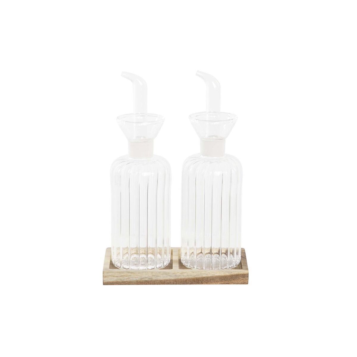 Set med olja och vinäger DKD Home Decor 250 ml 14 x 7,5 x 21 cm Naturell Transparent Akaciaträ Borosilikatglas