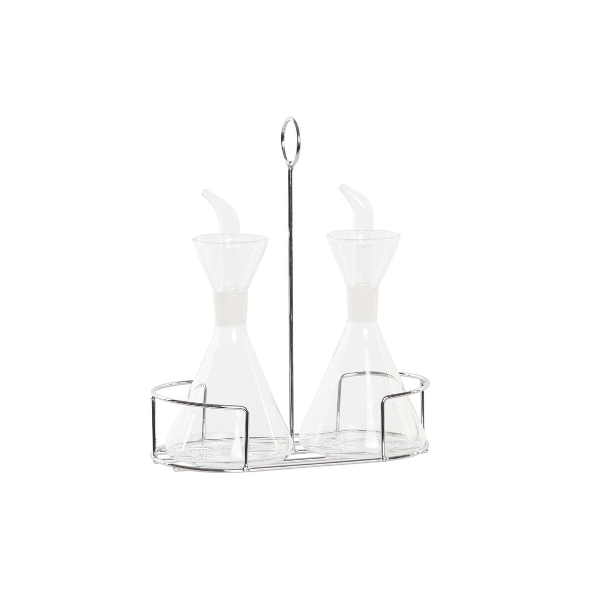 Set med olja och vinäger DKD Home Decor 200 ml 19,5 x 10 x 23,5 cm Metall Transparent 2 antal Borosilikatglas