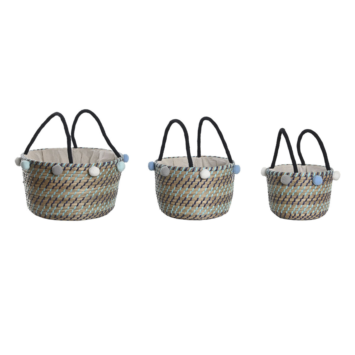 Korg - set DKD Home Decor Polyester Tofs 43 x 43 x 43 cm Sjögräs