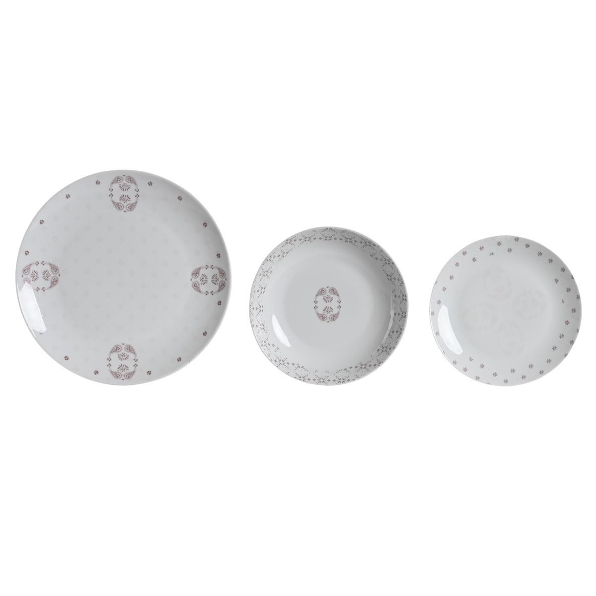 Servissats DKD Home Decor Vit Rosa Porslin Scandi 18 Delar 27 x 27 x 3 cm