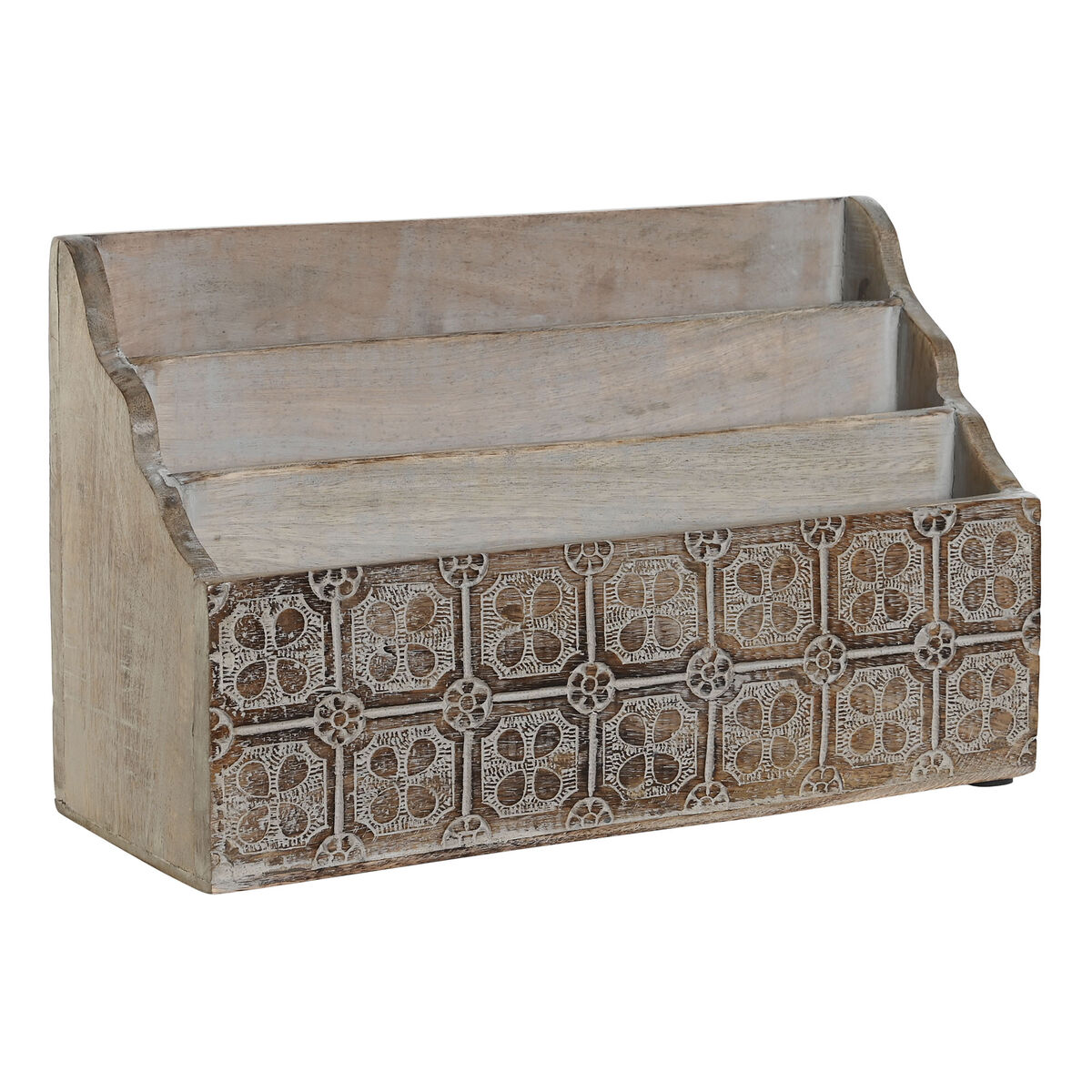 Flerfunktionell förvaring DKD Home Decor Vit Naturell Mangoträ 32 x 13 x 21 cm (12 antal)
