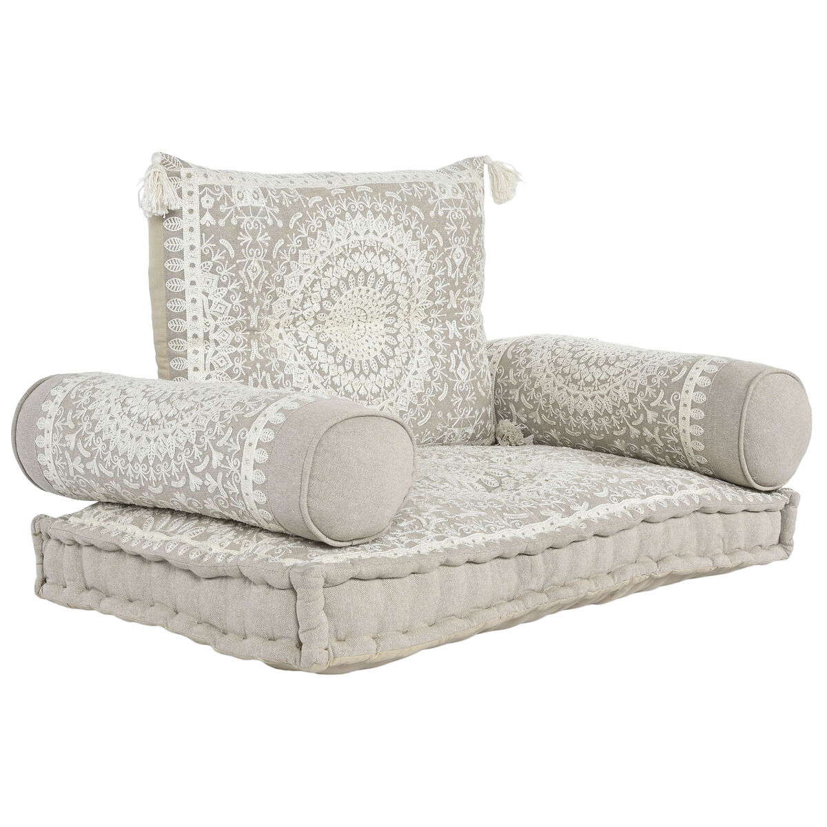 Fåtölj DKD Home Decor Vit Beige 90 x 56 x 15 cm