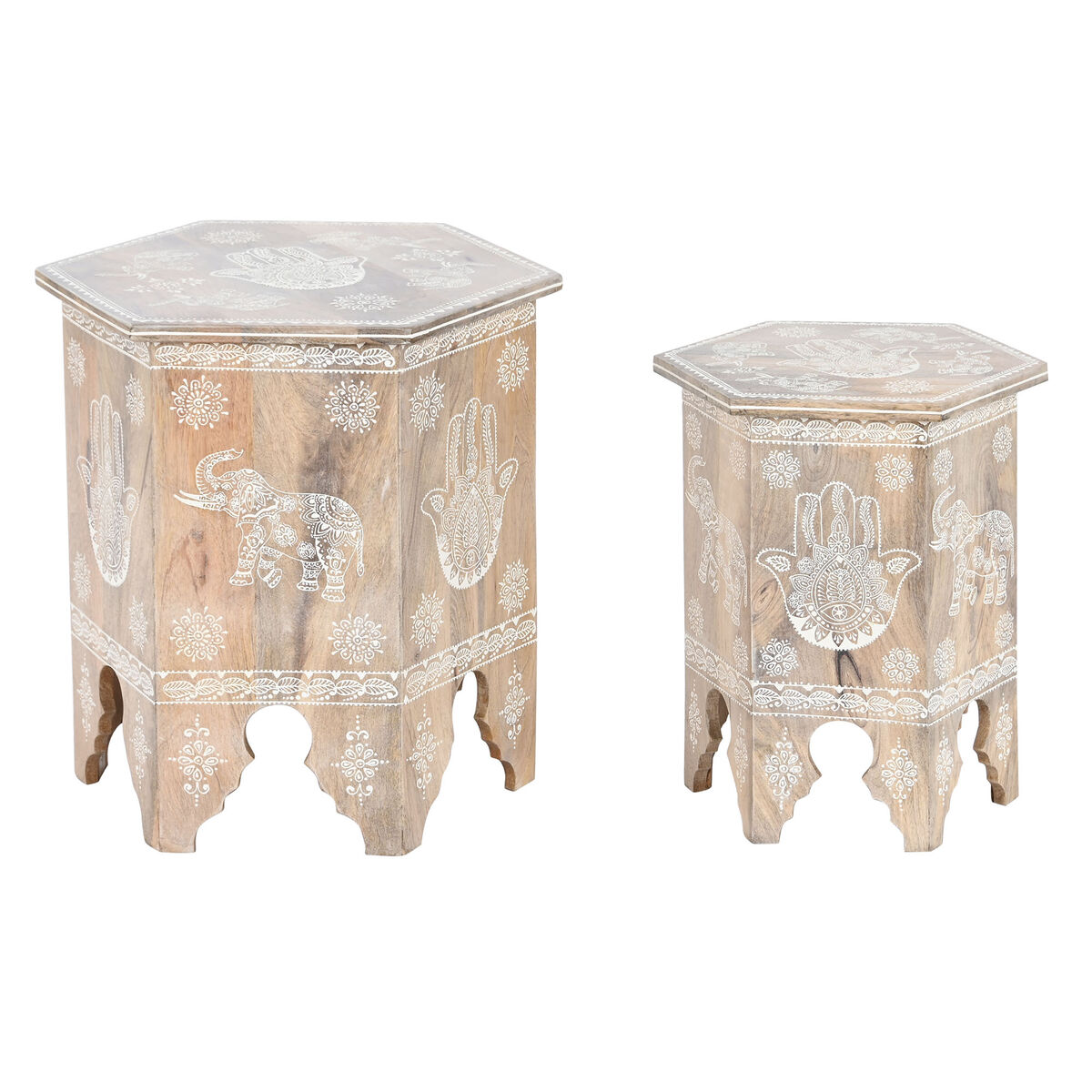 2-bordsset DKD Home Decor Naturell Mangoträ 48 x 41,5 x 49 cm
