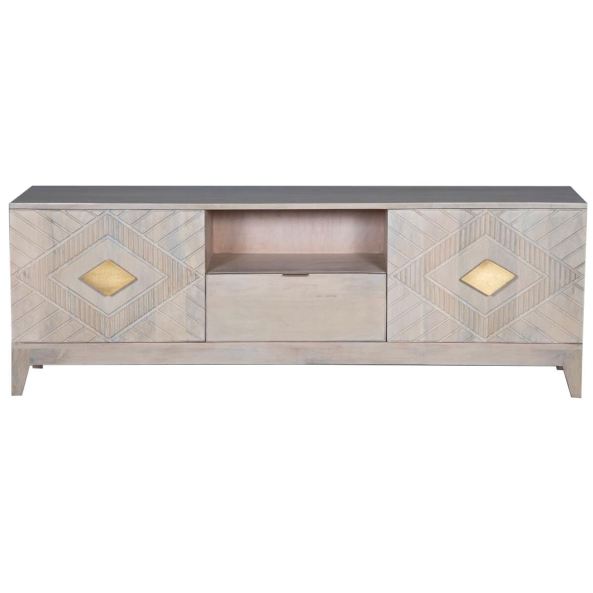 TV-möbler DKD Home Decor Beige Metall Mangoträ 175 x 40 x 60 cm