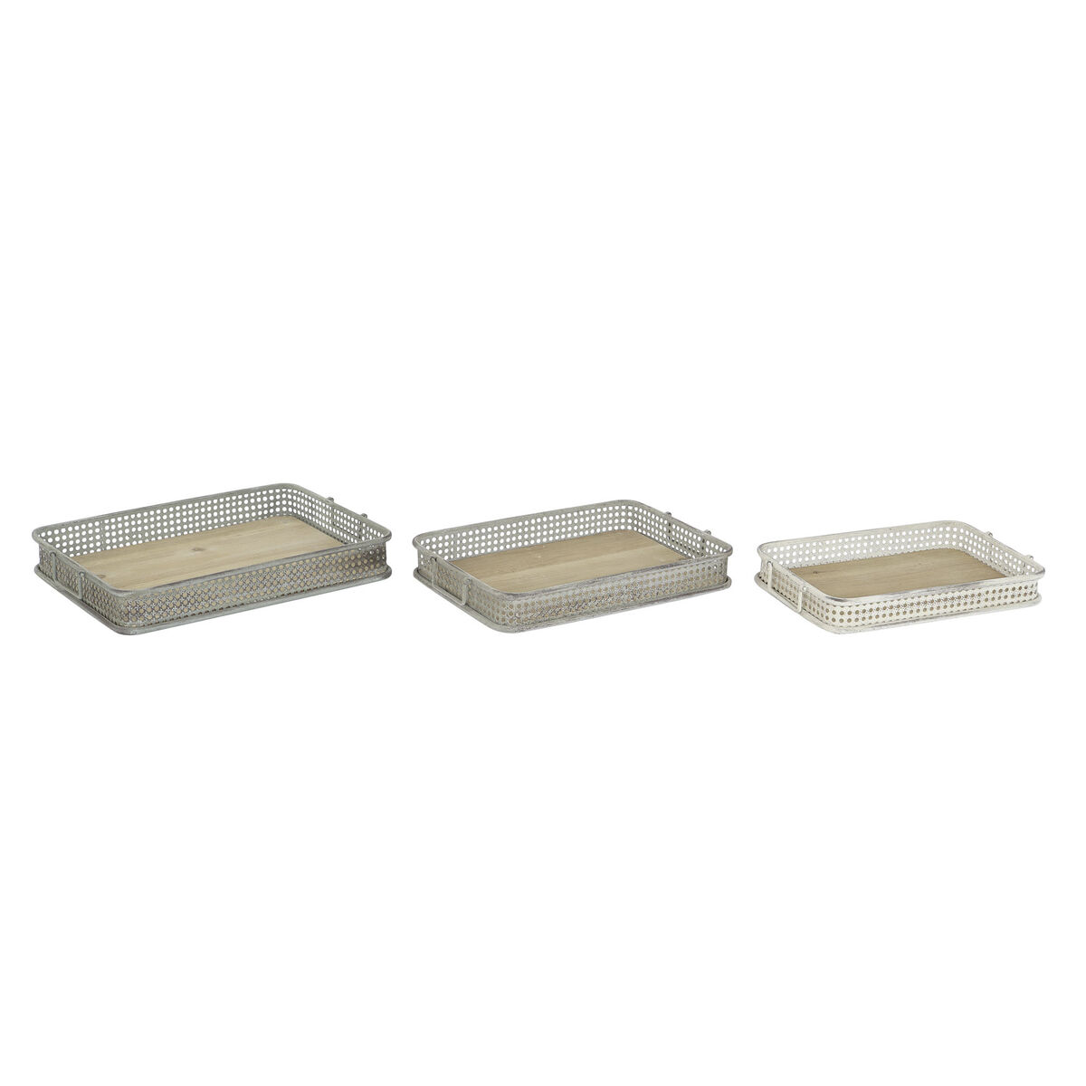 Uppsättning med Brickor DKD Home Decor 53 x 38 x 8 cm Metall Multicolour (3 antal)