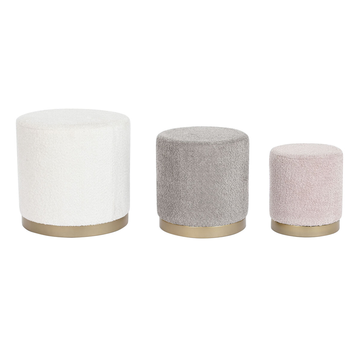 Fotpall DKD Home Decor Vit Brun Rosa Gyllene Trä MDF 48 x 48 x 45 cm