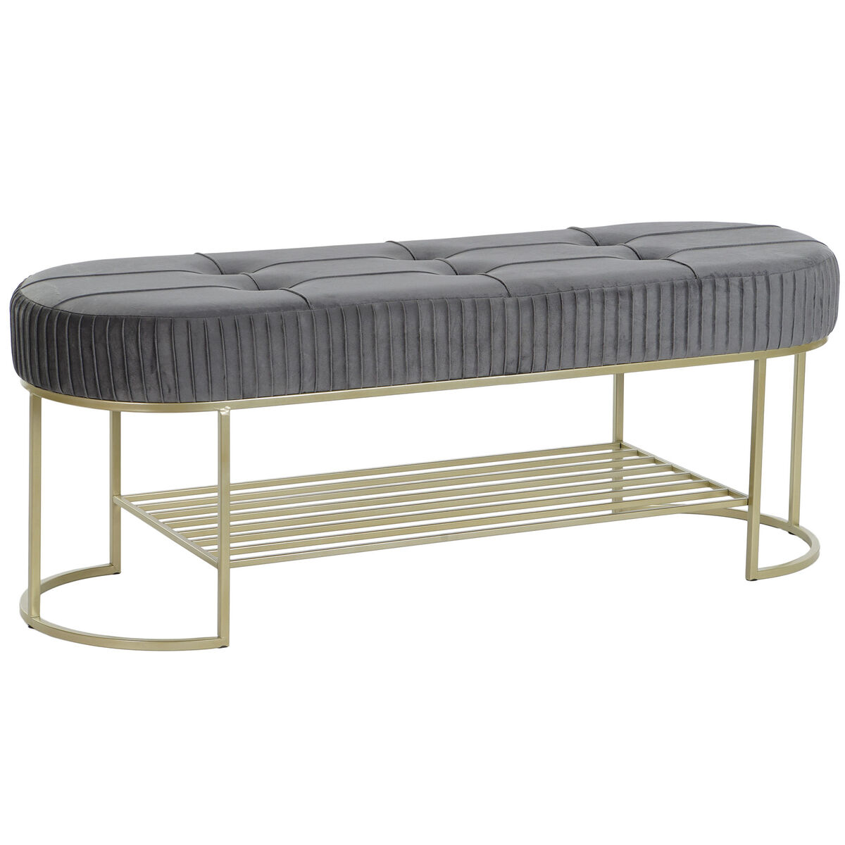 Sittpall DKD Home Decor Grå Gyllene Metall 120 x 40 x 45 cm