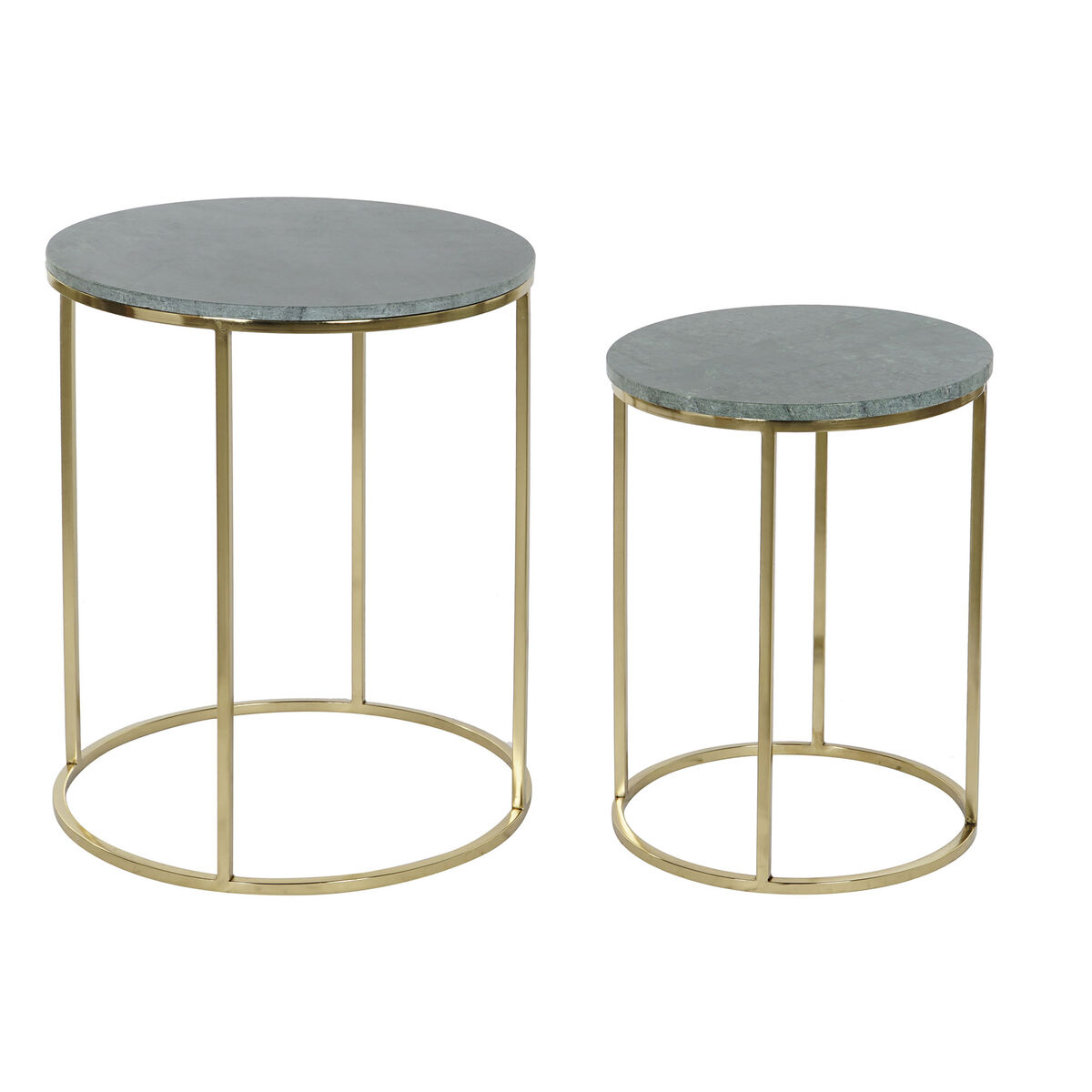 2-bordsset DKD Home Decor Grön Gyllene Aluminium Marmor 46 x 46 x 58 cm