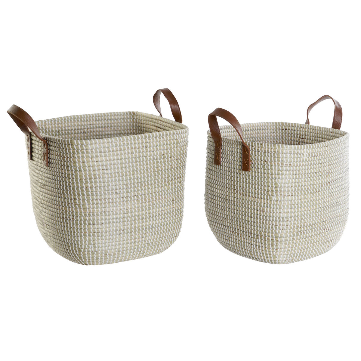 Korg - set DKD Home Decor Naturell Ljusbrun Polyuretan Sjögräs 38 x 38 x 35 cm