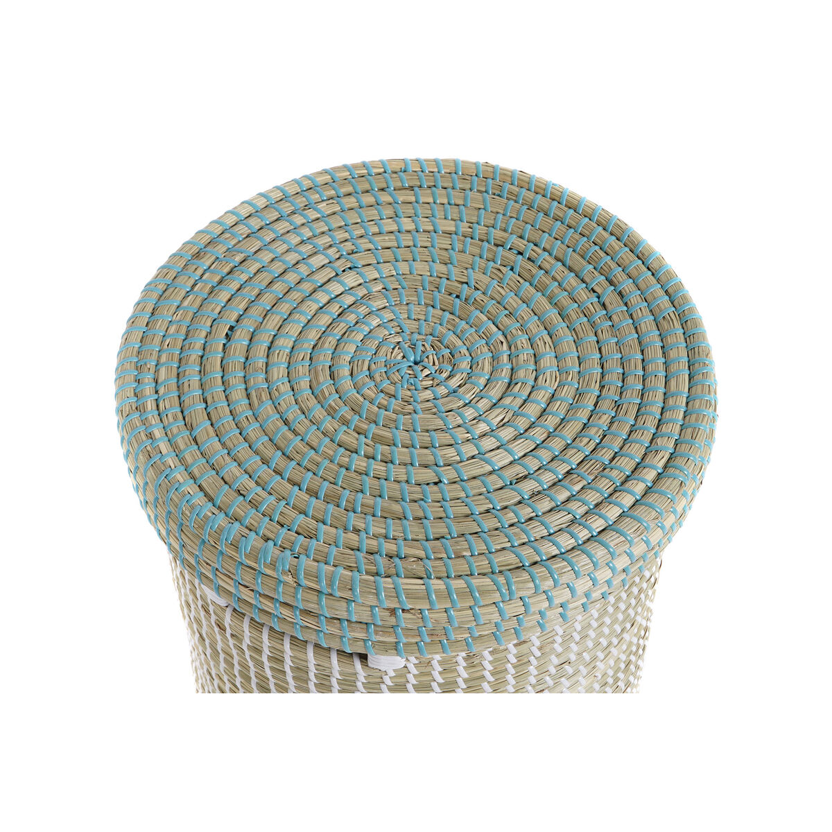 Korg - set DKD Home Decor Blå Vit Naturell Sjögräs 44 x 44 x 51 cm