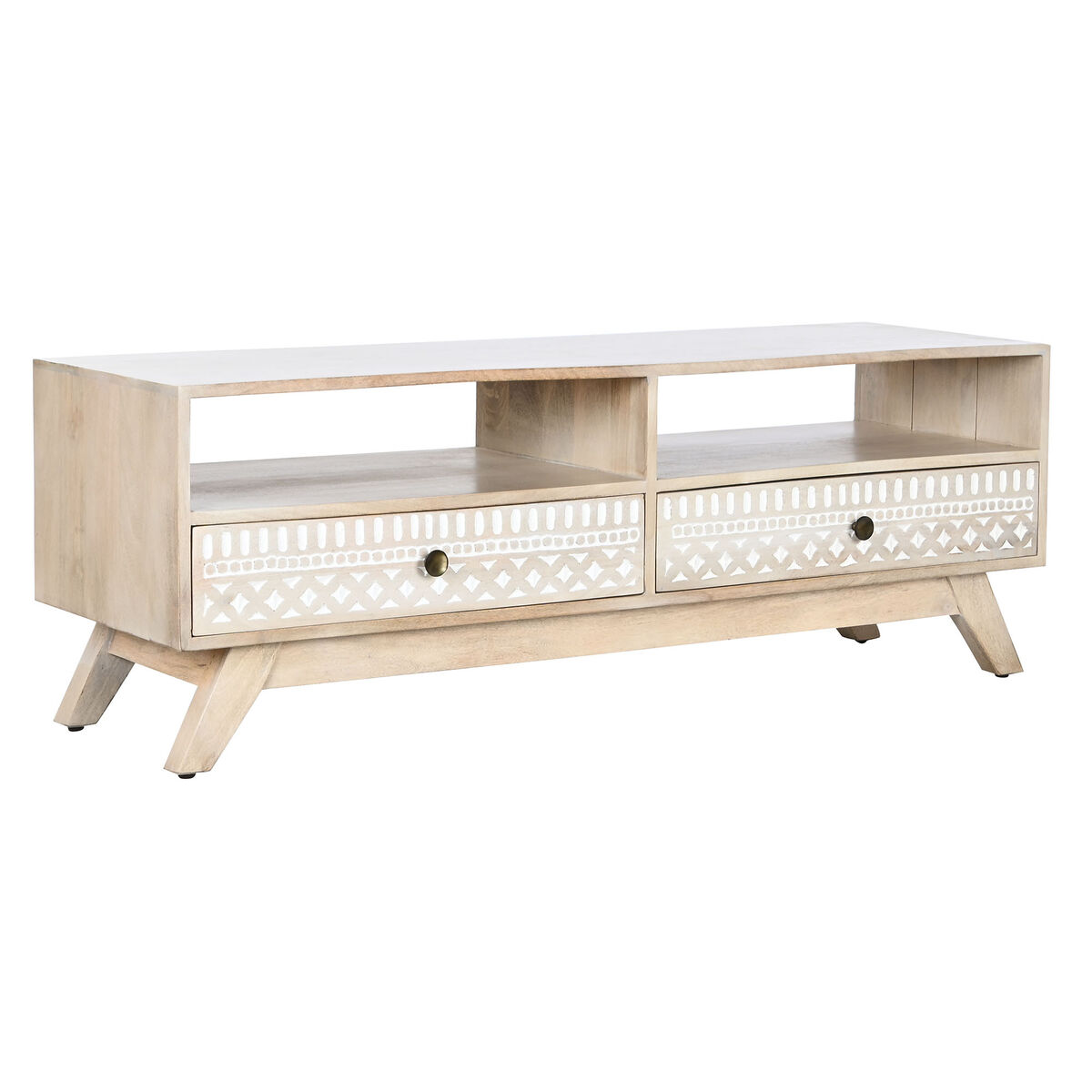 TV-möbler DKD Home Decor Vit Naturell Mangoträ 130 x 40 x 45 cm