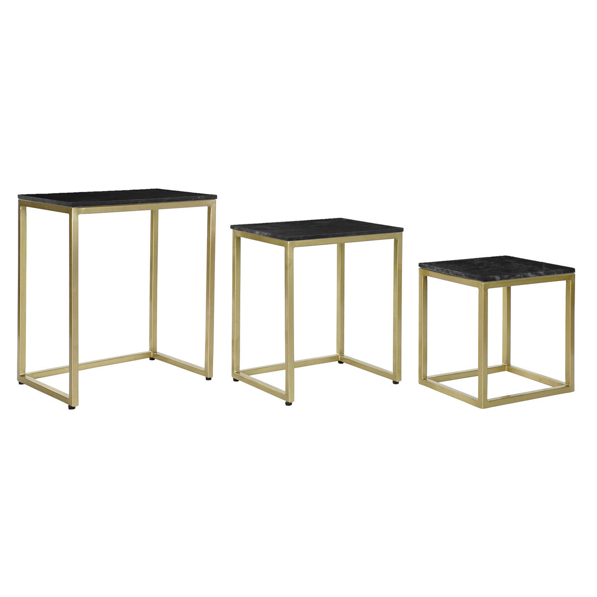 3-bordsset DKD Home Decor 50 x 35 x 60 cm Svart Gyllene Marmor Järn