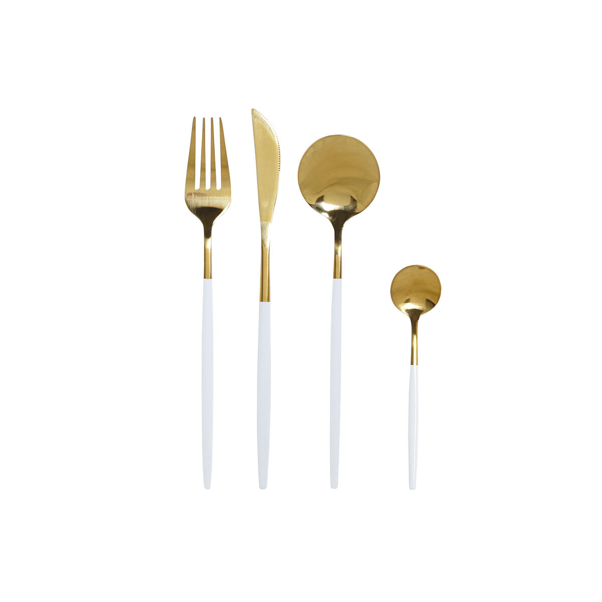 Bestick DKD Home Decor Vit Gyllene Rostfritt stål 4,5 x 2,5 x 20,5 cm 24 Delar