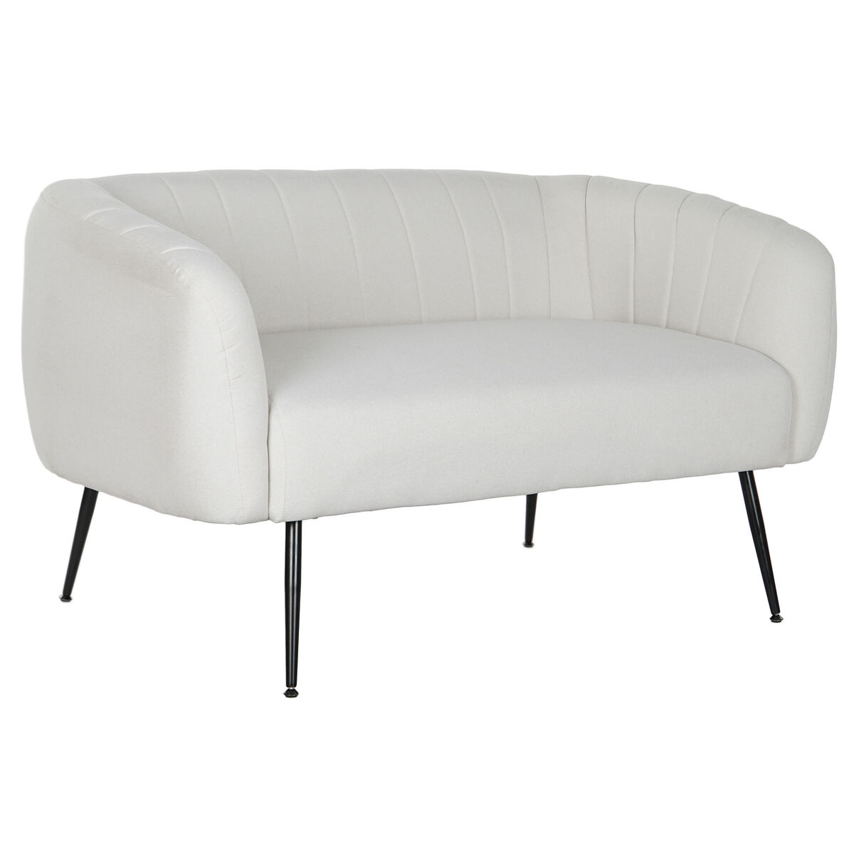 Soffa DKD Home Decor Svart Greige Skum Trä Metall Sammet Scandi 129 x 75 x 73 cm
