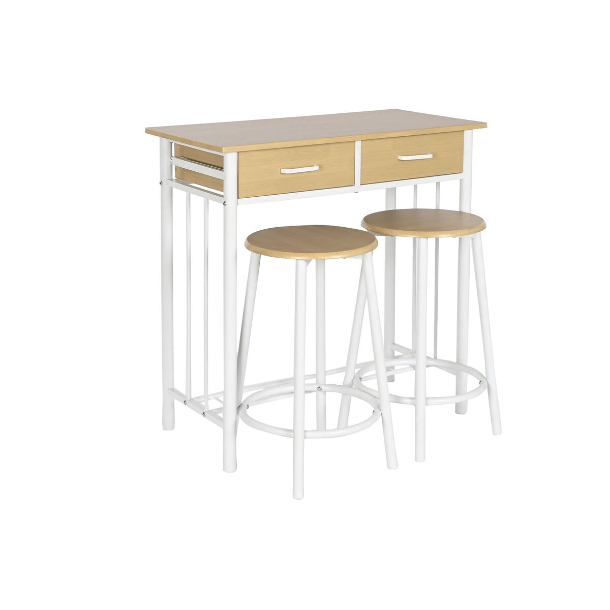 Bordsgrupp med 2 stolar DKD Home Decor Metall Trä MDF 80 x 50 x 84 cm