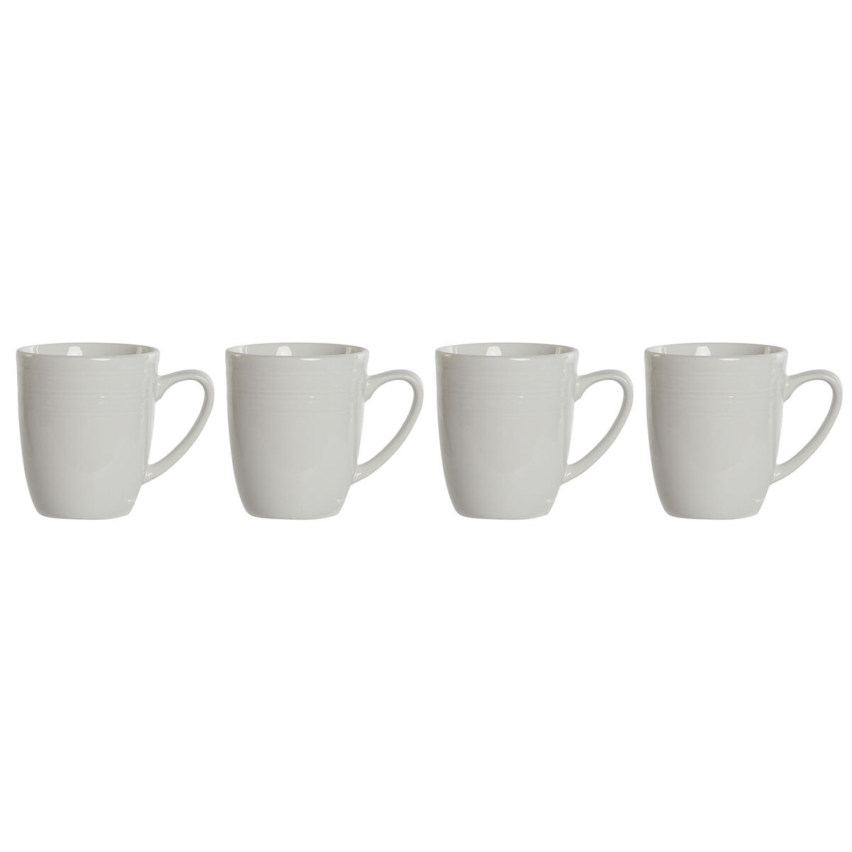 Set med 4 muggar DKD Home Decor Vit Porslin 330 ml 12 x 10 x 9 cm