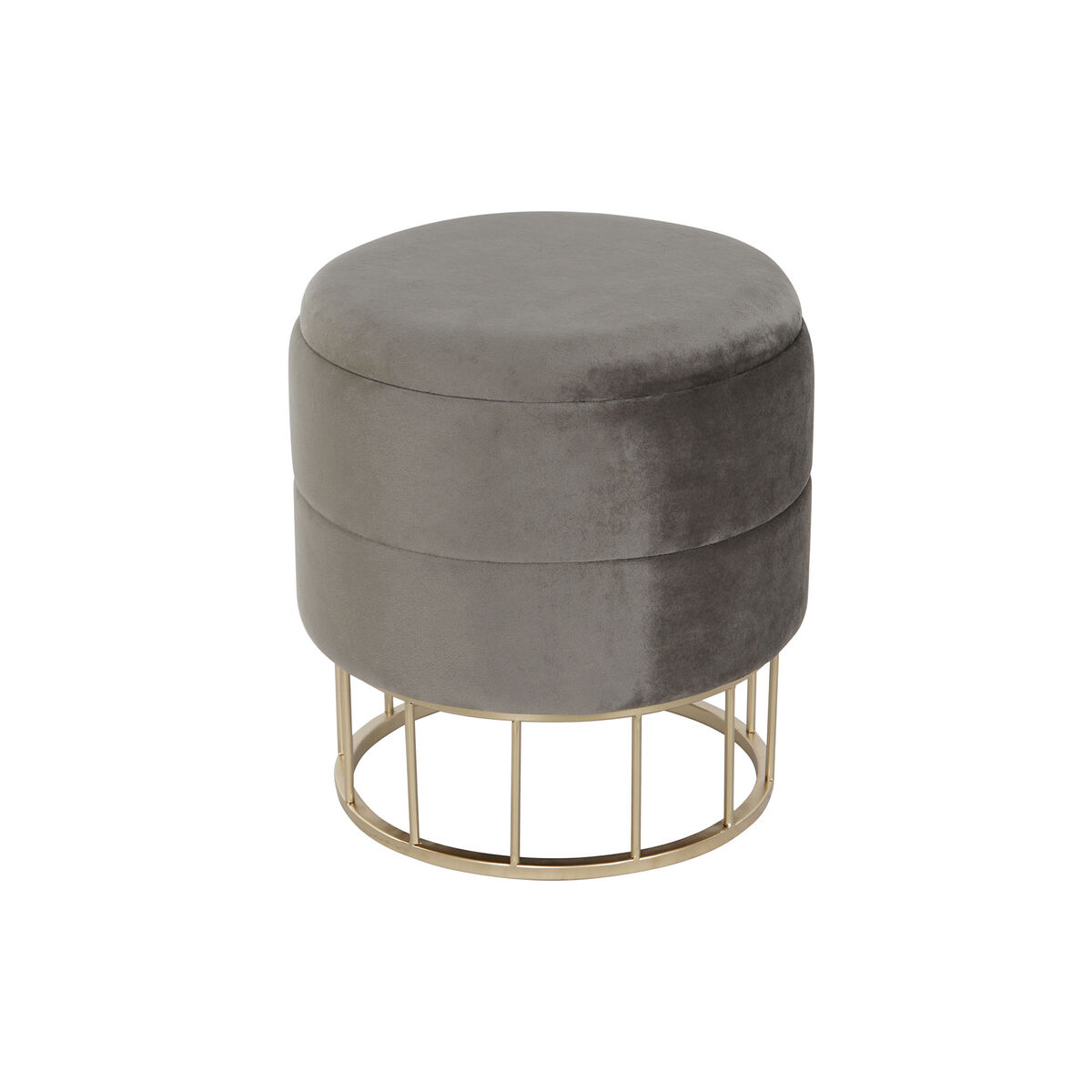 Fotpall DKD Home Decor Gyllene Mörkgrå Polyester Metall 38 x 38 x 41 cm