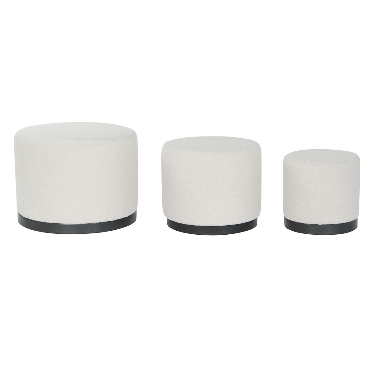 Fotpall DKD Home Decor Vit Svart Polyester Trä MDF Scandi 60 x 60 x 45 cm (3 antal)