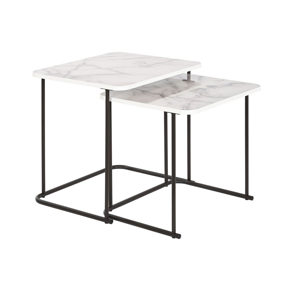 2-bordsset DKD Home Decor Vit Svart 51 x 43 x 49 cm