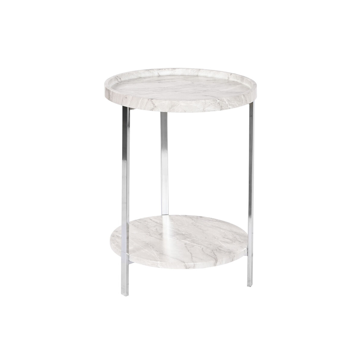 Sidobord DKD Home Decor Vit Silvrig Metall Trä MDF 40 x 40 x 53 cm