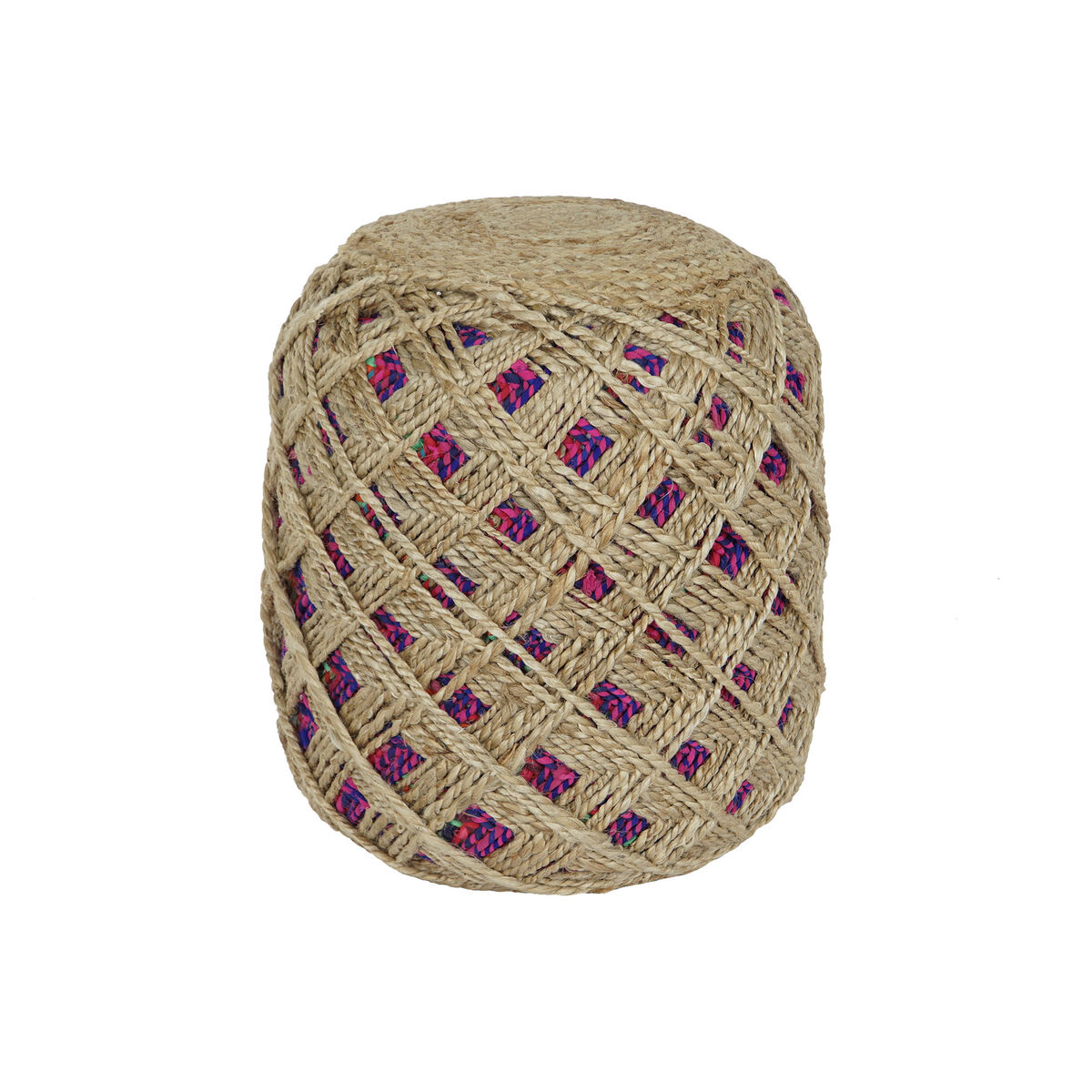 Fotpall Home ESPRIT Brun Multicolour Jute 40 x 40 x 45 cm