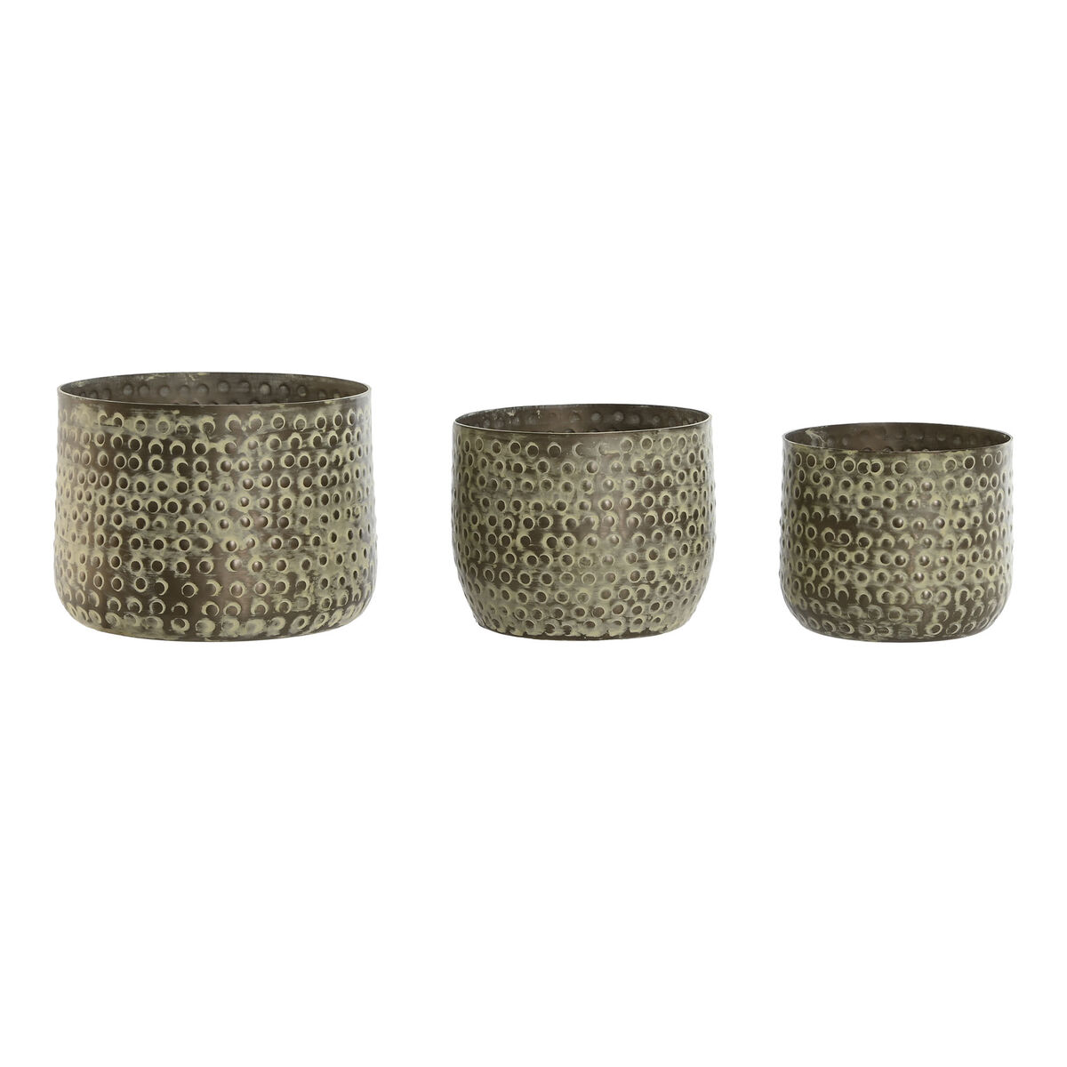 Set med planteringskärl Home ESPRIT Grön Aluminium 17 x 17 x 13 cm