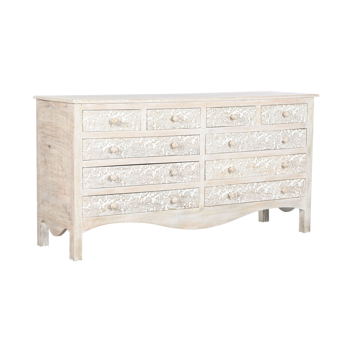 Kommod Home ESPRIT Vit Naturell Mangoträ Trä MDF 145 x 41 x 75 cm