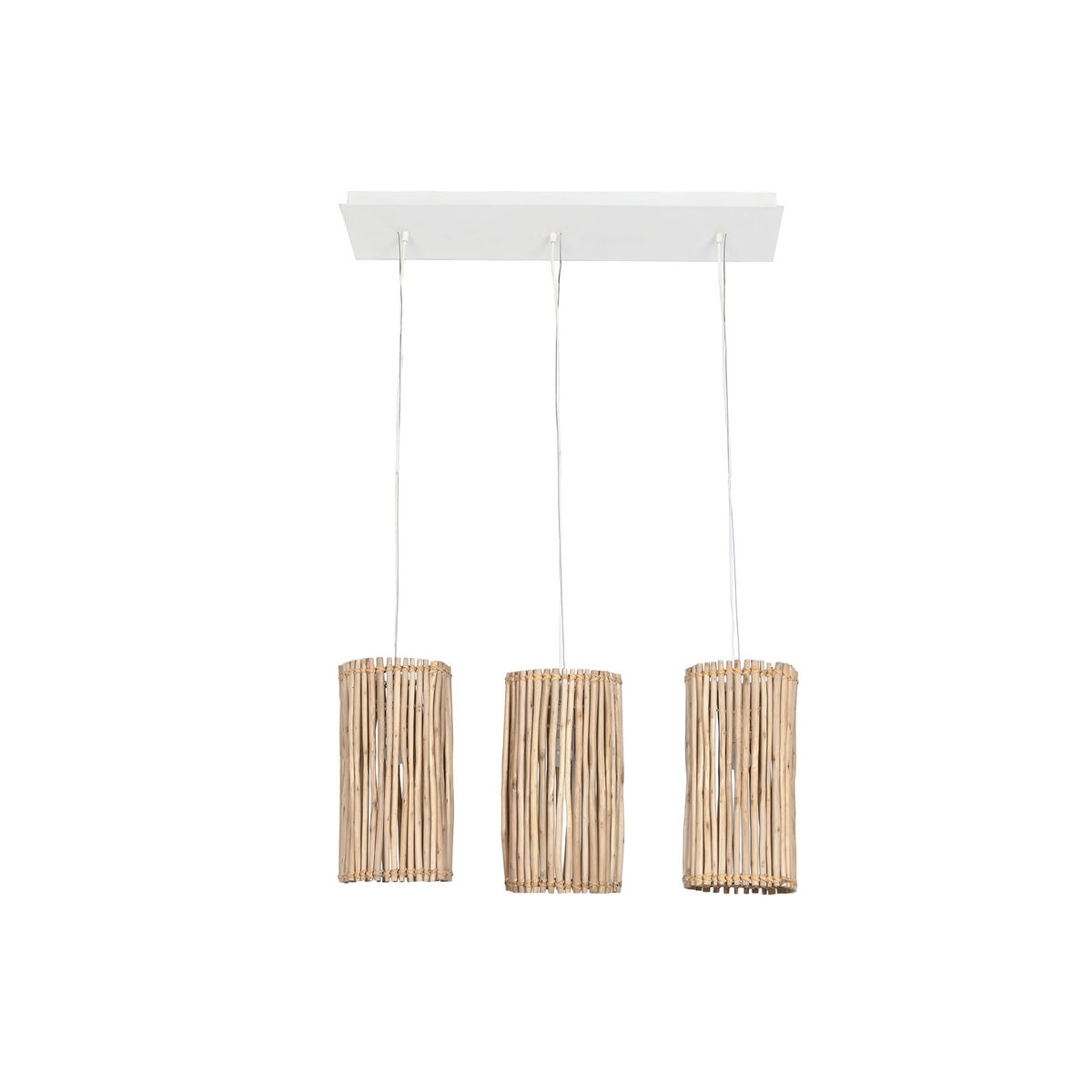 Taklampa Home ESPRIT Vit Naturell Eukalyptus trä 50 W 20 x 20 x 40 cm