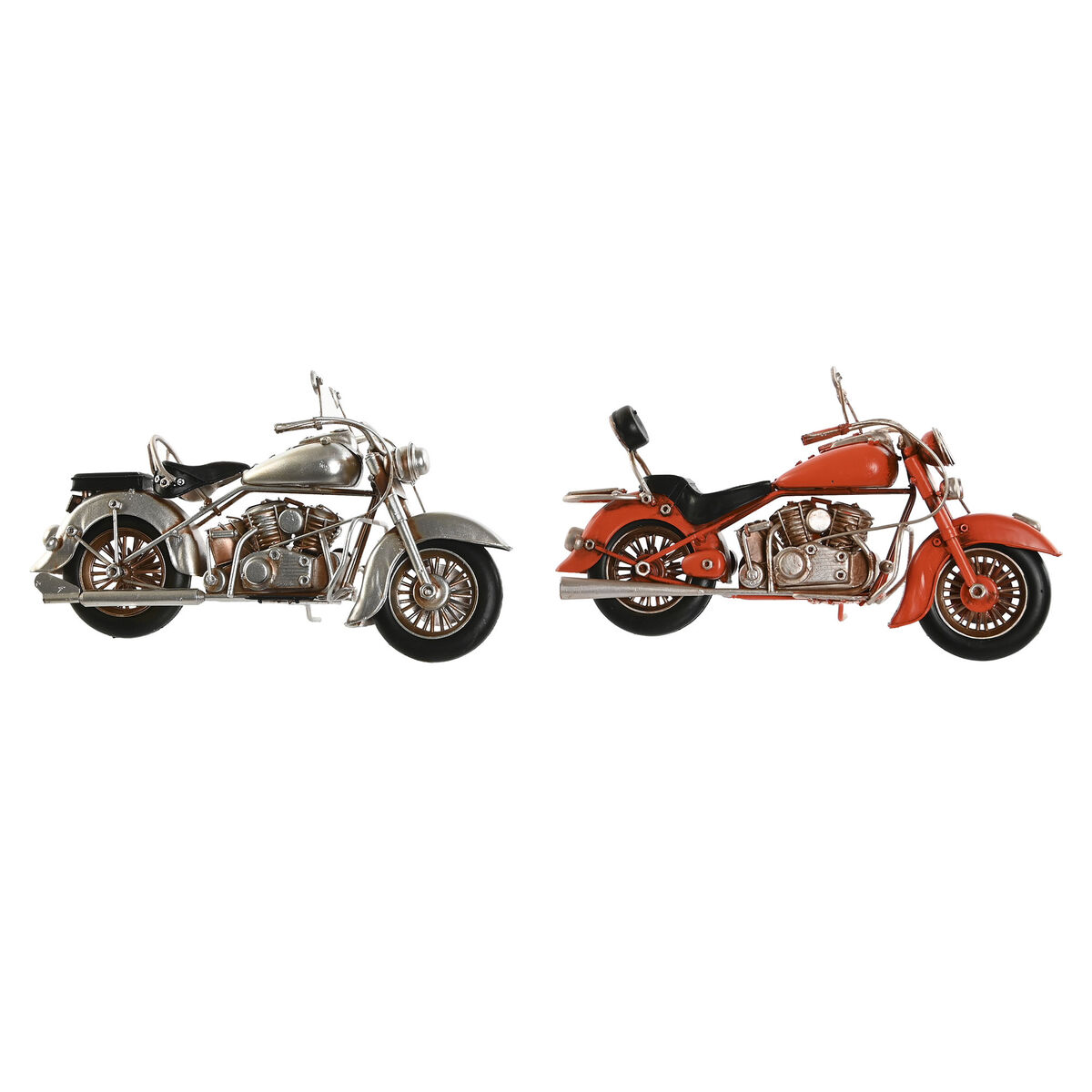 Prydnadsfigur Home ESPRIT Motorcykel Grå Orange Vintage 27 x 11 x 15 cm (2 antal)